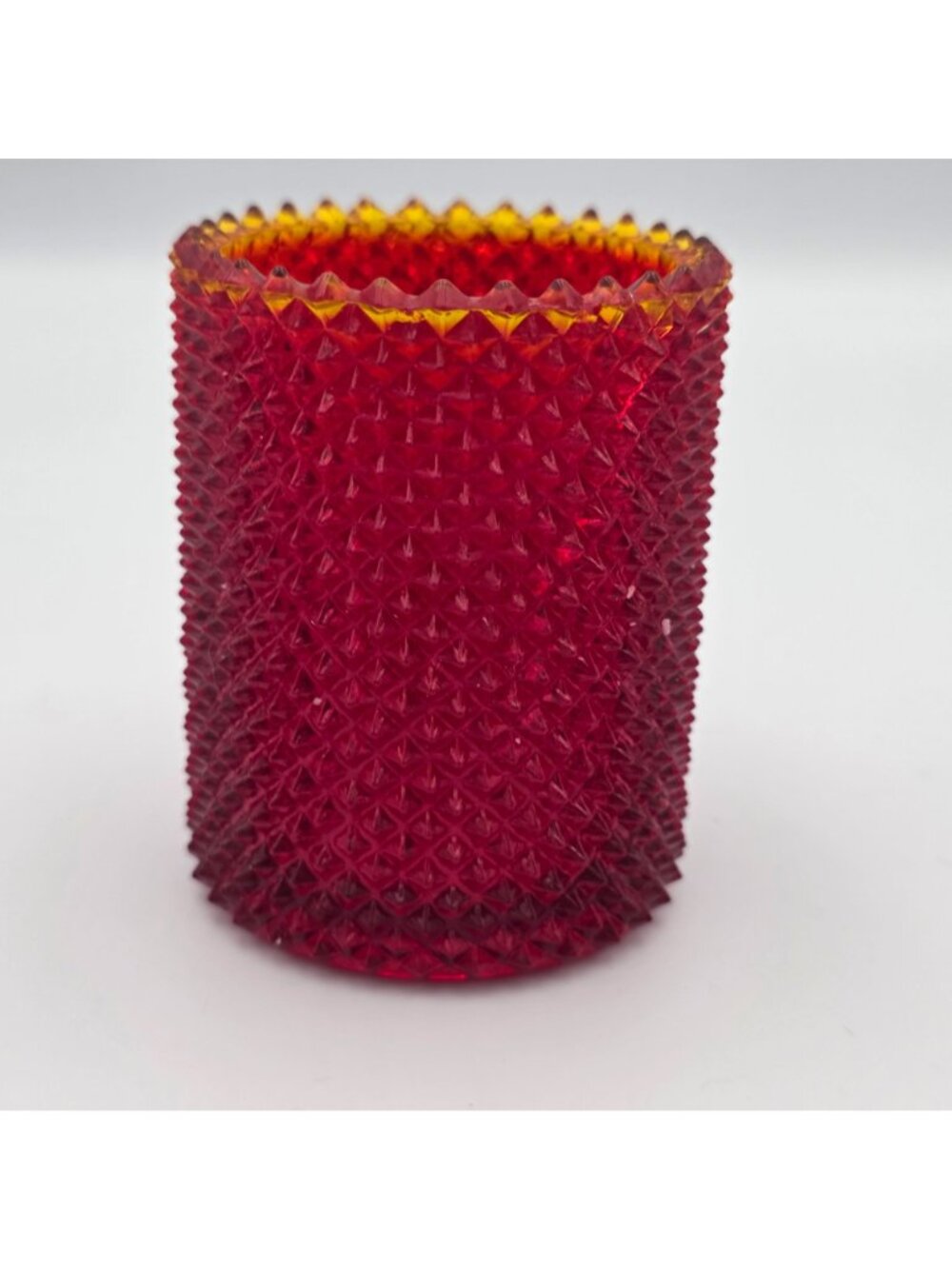 Faroy Red Diamond Point Glass Votive Candle Holder USA Made 2.75" - Picture 6 of 10